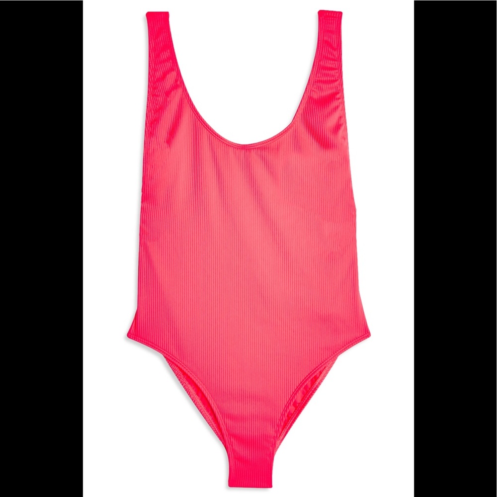 Ribbed Scoop Neck One Piece Swimsuit